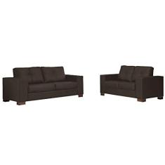 Imagem de Conjunto Sofá 2 e 3 Lugares Sala de Estar kenny Couro Tabaco - Gran Belo