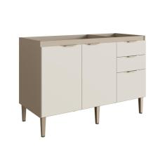 Imagem de Balcão para Pia 120cm 3 Portas 2 Gavetas Carol Mocca/Areia