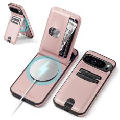 Imagem de SkyEagle Capa carteira compatível com Magsafe para Google Pixel 9 Pro XL com suporte para cartão, com bloqueio de RFID, compartimentos para cartões de crédito, couro PU, homens e mulheres, para Pixel