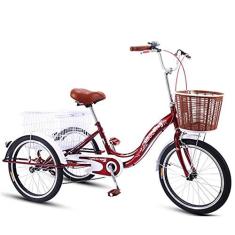 Imagem de Triciclo adulto bicicleta cruiser de três rodas para ciclistas iniciantes, armação de aço carbono com cesta de carga, piquenique, ciclismo, pedalada