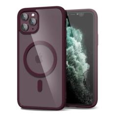Imagem de oakxco Capa magnética transparente para iPhone 11 Pro Max compatível com Magsafe, fina, fina, transparente, não amarela, amortecedor de silicone macio Hybird e capa protetora de plástico rígido para