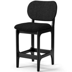 Imagem de Banqueta Baixa Bar Cozinha E Sala De Jantar Fixa Betta L02 Preto Linho Chumbo - Lyam Decor