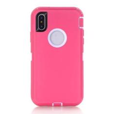 Imagem de Capa armadura para iPhone X XS Max XR 7 8 6S Plus Capa protetora híbrida à prova de choque para iPhone 15 14 13 12 11 Pro Max Mini capa de telefone, rosa branco, para iPhone 13