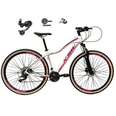Imagem de Bicicleta Feminina Aro 29 Ksw Mwza Câmbio Traseiro Shimano Deore e Altus 27v Freio Hidráulico Garfo Com Trava Pneu Faixa Bege - Branco/Pink/Violeta