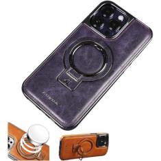 Imagem de Capa de suporte invisível de couro para 15 14 13 12 11 Pro Max com suporte de anel magnético invisível /1013 (Color : PURPLE, Size : For iPhone 12 PRO MAX)