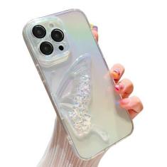 Imagem de Casechics Compatível com capa para iPhone, capa de celular colorida a laser holográfica, borboleta, líquida, areia, transparente, proteção para lente de câmera, capa macia à prova de choque