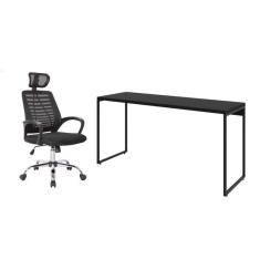 Imagem de conjunto de mesa studio 150 cm com cadeira de escritório diretor giratória light preta