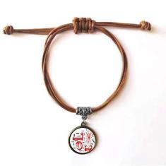 Imagem de DIYthinker Pulseira de couro vermelha e preta para o Dia dos Namorados