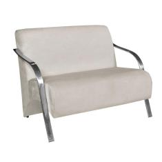 Imagem de Poltrona Namoradeira Vênus Braço Alumínio D Salla Suede Bege