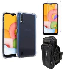 Imagem de Capinha Anti Impacto e Braçadeira Capa Porta Celular Para Corrida + Película Vidro Compatível Samsung Galaxy A01