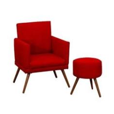 Imagem de Poltrona Decorativa Nice Suede  - Puff Redondo Paola Suede  -JRV Móveis