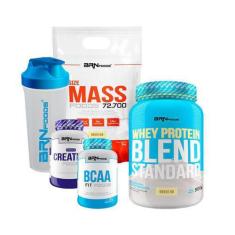 Imagem de Kit Size Mass 3Kg Bau+ Whey Blend + Creatina + Bcaa + Coquet - Brnfood