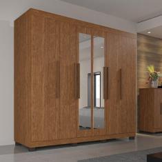 Imagem de Guarda-Roupa Casal 100% MDF com 06 Portas e 04 Gavetas com Espelho Londres Prime Cinamomo Imop