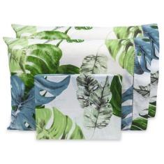 Imagem de Lençol Casal 3 Pçs C/ Ponto Palito Percal  Estampado 180 Fios - Dryka