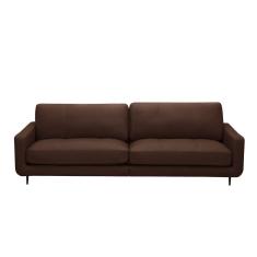 Imagem de Sofá Decorativo Isaac 3 Lugares Sala De Estar 240cm Pés Em Aço Couro Marrom Chocolate