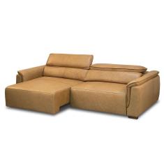 Imagem de sofá 3 lugares retrátil e reclinável laurent molas ensacadas couro marrom claro 240 cm