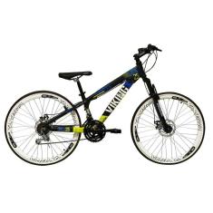 Imagem de Bicicleta Aro 26 Vikingx Tuff 21v Alumínio Câmbios Shimano Freio a Disco Hidráulicos Aros Vmaxx Brancos - Preto\Verde X25