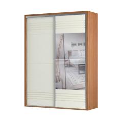 Imagem de Guarda-Roupa Solteiro com Espelho Girona 100% mdf 2 pt 2 gv Freijó e Off White