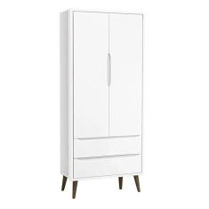 Imagem de Guarda-Roupa Theo 2 Portas com Pés Retrô em Madeira - Branco Fosco