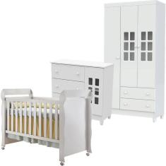 Imagem de Quarto De Bebê Mariah 3p Com Berço Mirelle Branco Brilho - Carolina