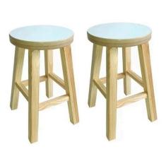 Imagem de Kit 2 Banqueta Media Hardman Madeira Natural Assento Redondo