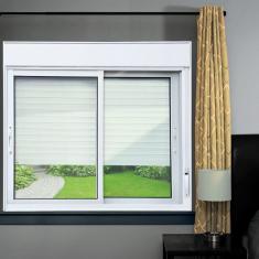 Imagem de Janela Elite 2 Folhas Moveis com Persiana Integrada 120 X 120 Vidro Liso Branco