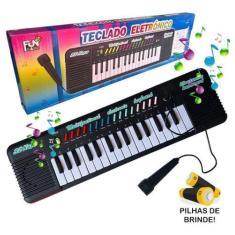 Imagem de Piano Infantil Teclado Com Microfone Instrumento Musical - Shopbr