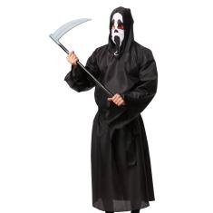 Imagem de Fantasia Morte Halloween Adulto Pânico Capa Preta c/ Máscara