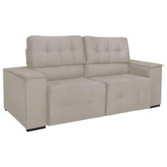 Imagem de Sofá Cama Retrátil Sala Vicenza 210cm Linho Cor Bege