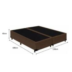 Imagem de Cama Box Casal Bipartido - Tecido Sintético Marrom Com Colchão Extra F