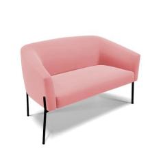 Imagem de Sofá Namoradeira 2 Lugares Pé de Ferro Preto Stella Suede Rosê D03 - D'Rossi