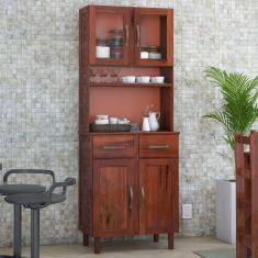 Imagem de Armário Para Cozinha 4 Portas 2 Gavetas Madeira Maciça Mogano 48 - Lanes