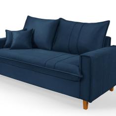 Imagem de Sofa Living Com Bau Multiuso 3 Lugares Suede Pes Em Madeira