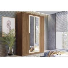 Imagem de Guarda Roupa Solteiro 4 Portas E 2 Gavetas C/ Espelho Buriti Jatoba/Ar