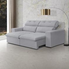 Imagem de Sofá Cama Retrátil Arizona para Sala de Estar 182 Cm 3 Lugares Cinza Claro
