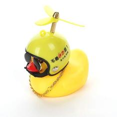 Imagem de CHAW Brinquedo de pato de borracha amarela com capacete de hélice, ornamentos de carro, decoração de painel, brinquedo de pato para adultos, crianças