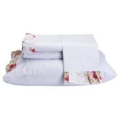 Imagem de Jogo De Cama Estampado Floral 100% Algodão Percal 150 Fios Casal Queen