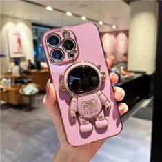Imagem de Capa de telefone dobrável com suporte de astronauta de desenho animado para iPhone 11 12 13 14 15 Pro Mini XR XS Max capa de moldura macia em SE2 7 8 Plus, capa de astronauta Zi, para iphone 13