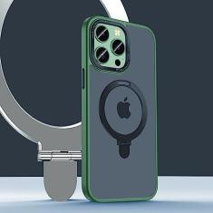 Imagem de Capa de telefone com suporte de anel magnético para iPhone 14 13 12 Pro Max, capa de carregamento sem fio, metal à prova de choque, celular, verde alpino, para iPhone 12 Pro Max