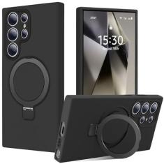 Imagem de Jockvo Capa de telefone com suporte magnético invisível para Samsung Galaxy S23 Ultra de 6,8 polegadas, silicone compatível com proteção total de câmera de grau militar Magsafe, capas de telefone para