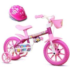 Imagem de Bicicletinha Infantil Aro 12 Feminina Flower Com Capacete Nathor