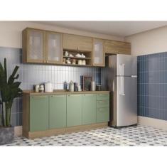 Imagem de Cozinha Completa com 5 Peças 3 Gavetas Nogueira/verde Oliva
