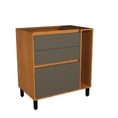 Imagem de Balcão 80cm 3 Gavetas Com Toalheiro Cozinha Milão Freijó Rocks / Grafi