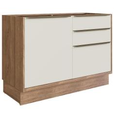 Imagem de Balcão Cozinha Modular 100% Mdf Édez Une, 1 Porta E 3 Gavetas, Off Whi