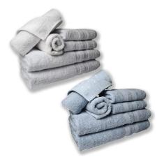 Imagem de Jogo De Toalhas 4 Banhos 4 Rostos 4 Pisos Grossa Branco + azul