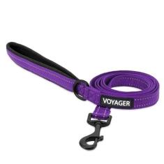 Imagem de Best Pet Supplies Coleira Refletora Voyager Para Cães Com Alça De Neoprene 1 5 M De Comprimento Suporta Filhotes Pequenos Médios E Grandes Fofos E Resistentes Para Caminhar Correr E Treinar - Roxo P