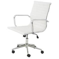 Imagem de Cadeira Giratória Baixa Office Sevilha Esteirinha Rivati Poliuretano Pu Branco Base Rodízio Cromado