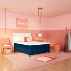 Imagem de Colchão Casal Mola Ensacada Coucher Macio (25x138x188) Azul e Branco