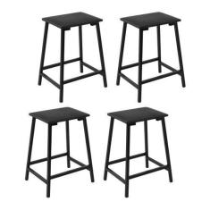 Imagem de Kit 4 Banquetas Ciplafe Stilo Tubo Preto Fosco Assento Preto