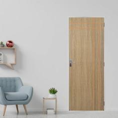 Imagem de Kit Porta De Madeira Decorada 215x75cm Com Batente De A o 6cm